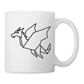 Origami Dragon | Japanese Folding Art Vector - Mug - white - Right