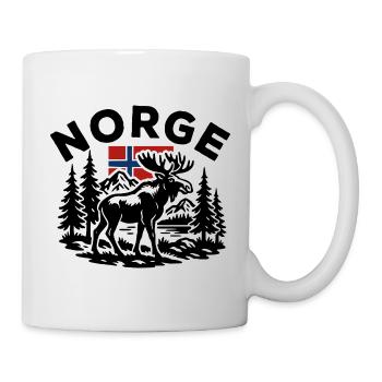 Norwegian forest landscape with moose and flag - Mug - white - Right