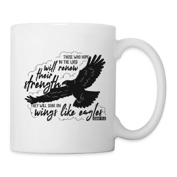 Isaiah 40 31 - soar on wings like eagles Lettering - Mug - white - Right
