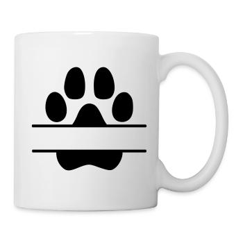 Hundepfoten Namensschild - Tasse - Weiß - Rechts