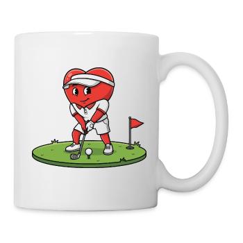 Heart Golfer Cartoon Playing on Green - Mug - white - Right