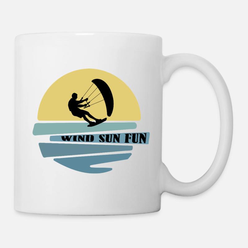 Wind Sonne Fun Kitesurfer - Tasse - Weiß