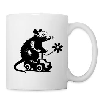Rat jouant avec une voiture jouet - Mug blanc - blanc - Droite