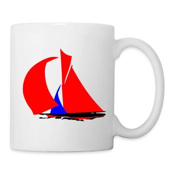 Roter Segelboot Silhouette - Tasse - Weiß - Rechts