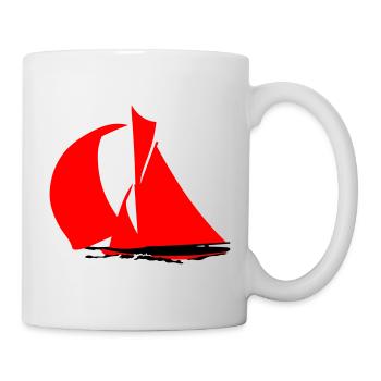 Red Sailboat Silhouette - Mug - white - Right