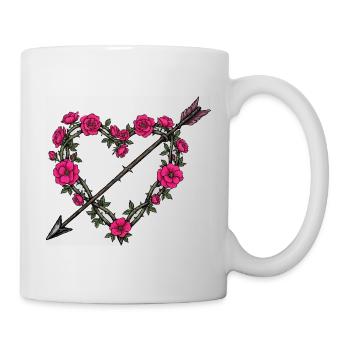 Coeur rose rouge amour - Mug blanc - blanc - Droite