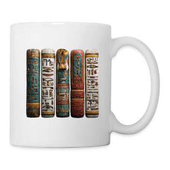 Reading hieroglyphic stelae is a science - Mug - white - Right