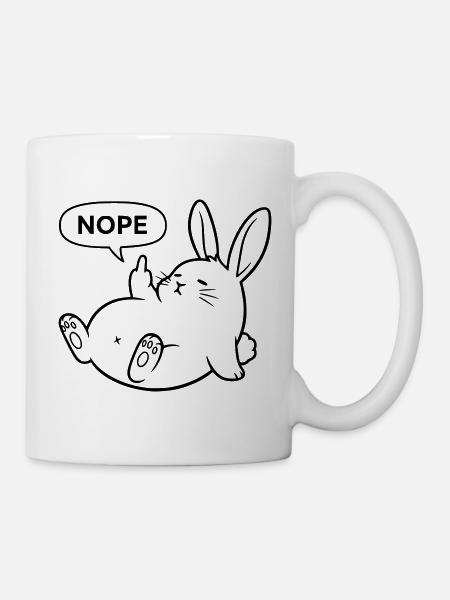 Nope Kaninchen | Freches Hasen Statement - Tasse - Weiß