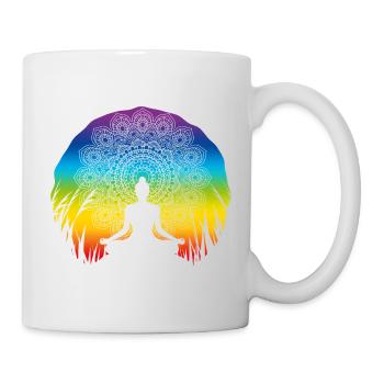 Spiritual Mandala Yoga Design in Chakra Colors - Mug - white - Right
