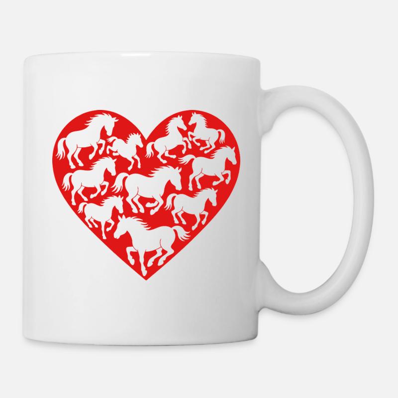 Herz aus Pferden  - Tasse - Weiß
