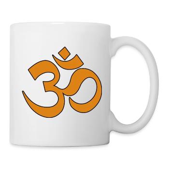 Symbole Om Orange sur Noir - Mug blanc - blanc - Droite