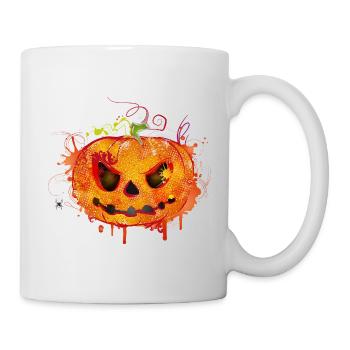 Gruseliger Halloween-Kürbis im Graffiti-Stil - Tasse - Weiß - Rechts
