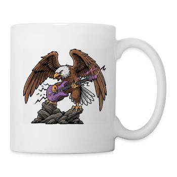 Aigle avec guitare violette sur rocher - Mug blanc - blanc - Droite