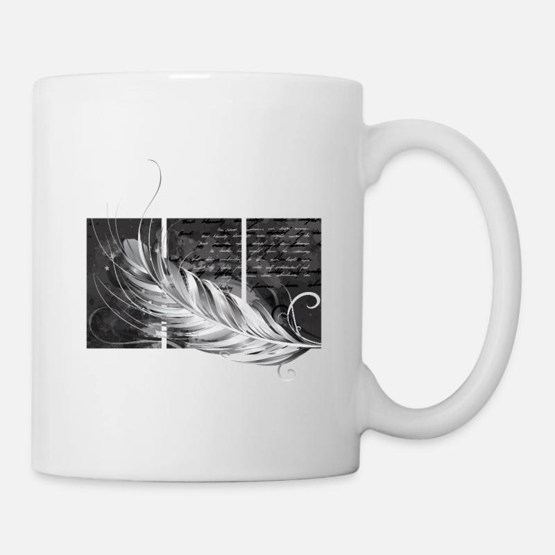 Feder-Triptychon - Tasse - Weiß