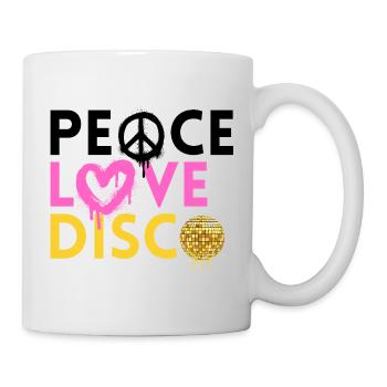 Peace Love Disco Neon Retro Art - Tasse - Weiß - Rechts