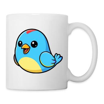 Fröhlicher Blauer Vogel Cartoon - Tasse - Weiß - Rechts