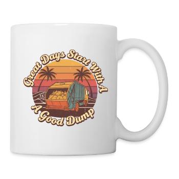 Les belles journées commencent avec un bon camion à ordures - Mug blanc - blanc - Droite