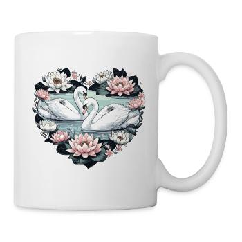 Schwäne und Lotusblüten - Tasse - Weiß - Rechts