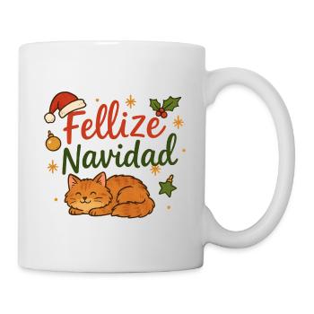 Fellize Navidad – Funny Cat Christmas Design - Mug - white - Right