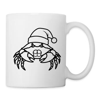 Weihnachtskrabbe Cartoon Illustration - Tasse - Weiß - Rechts