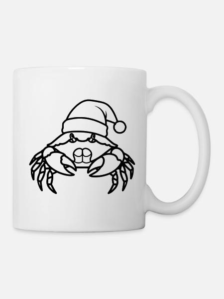 Weihnachtskrabbe Cartoon Illustration - Tasse - Weiß