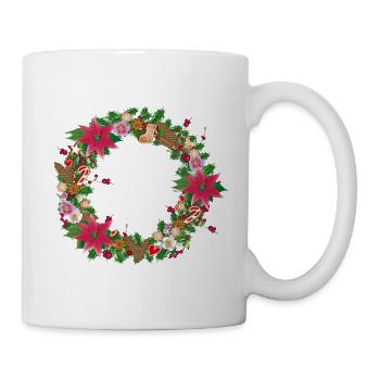 Lavishly decorated Christmas wreath with decoration - Mug - white - Right