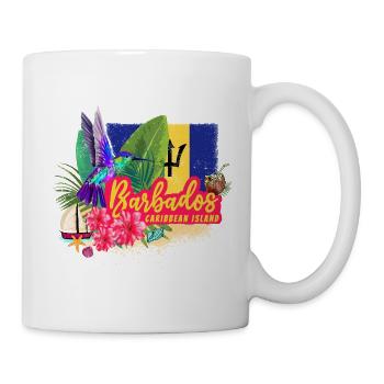 Barbados Vintage  Kolibri und Karibik Design - Tasse - Weiß - Rechts