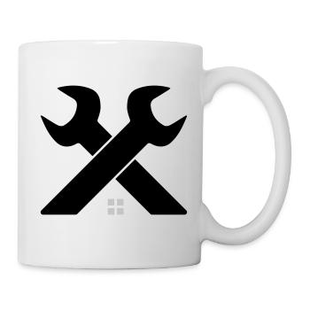Haus & Handwerk Logo – Schraubenschlüssel gekreuzt - Tasse - Weiß - Rechts