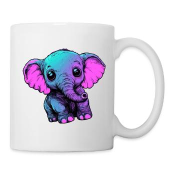 Néon éléphant Pop Art Couleurs - Mug blanc - blanc - Droite