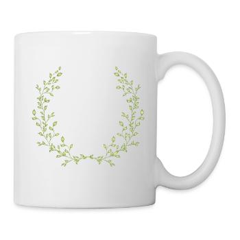 Delicate half wreath of green branches – nature motif - Mug - white - Right