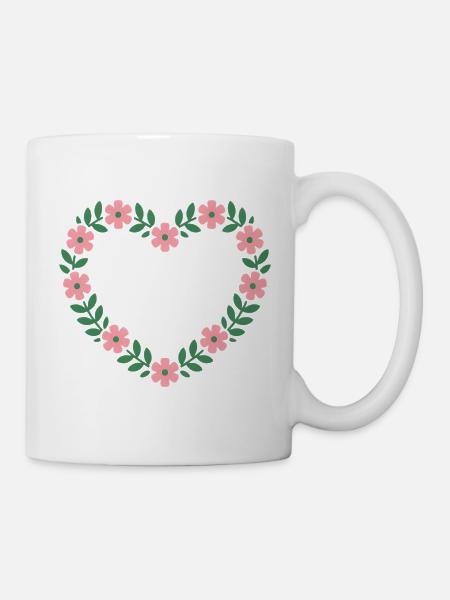Wildblumenherz Botschaft - Tasse - Weiß