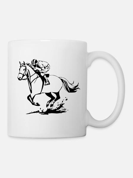 Pferde T-shirt Geschenk Reiter  - Tasse - Weiß