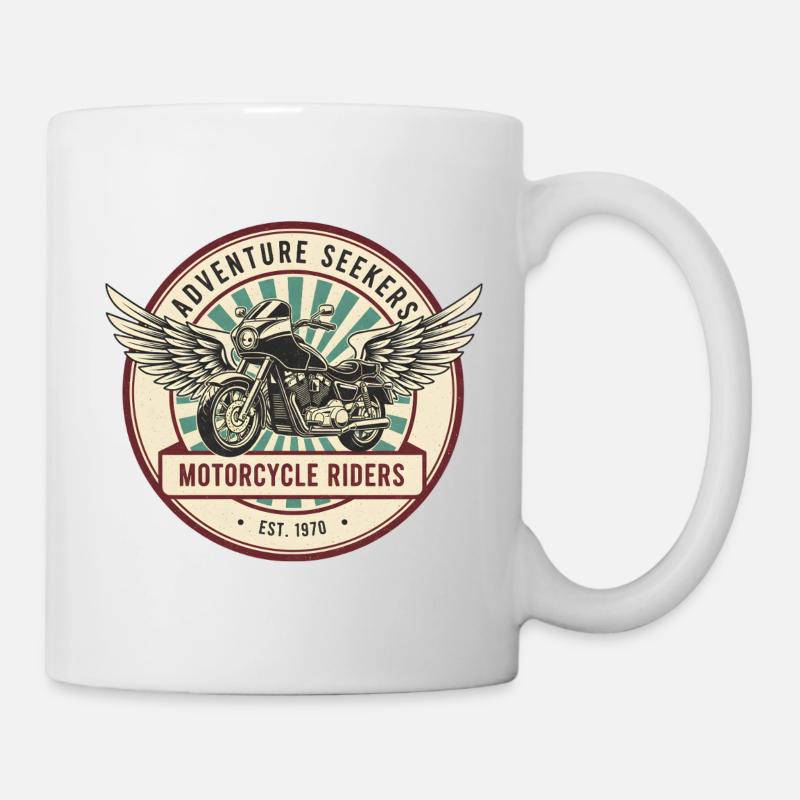 Moto moto motocycliste d’aventure - Mug blanc - blanc