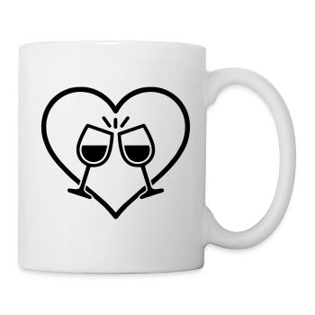 Wine Glasses Heart Love Cheers Gift - Mug - white - Right