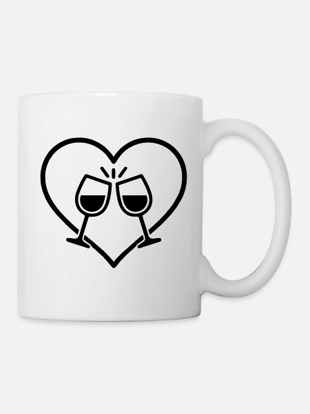 Weingläser Herz Liebe Cheers Geschenk - Tasse - Weiß