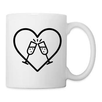 Sparkling Glasses Heart Bubbles Cheers Gift - Mug - white - Right