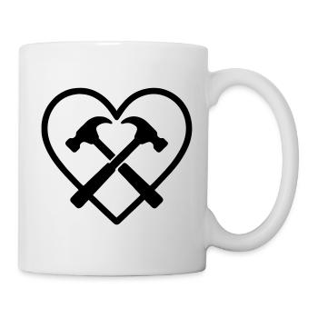 Marteaux croisés coeur constructeur outils de bricolage - Mug blanc - blanc - Droite