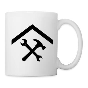 Hausmeister Handwerker – Hammer Schraubenschlüssel - Tasse - Weiß - Rechts