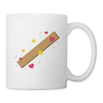 Wooden plank with hearts and stars - Mug - white - Right