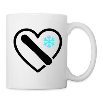 Snowboard Herz Berg Schnee Winter - Tasse - Weiß - Rechts