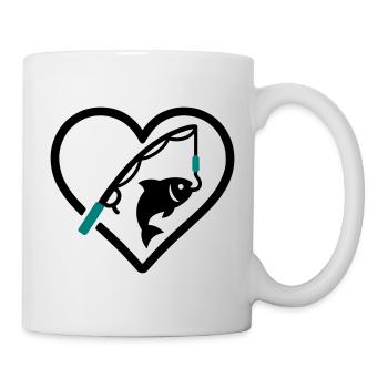 Fishing Heart Fish Rod Nature Passion - Mug - white - Right