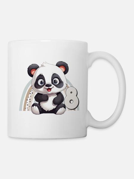 8. Geburtstag Panda Bär Regenbogen Süß Niedlich - Tasse - Weiß