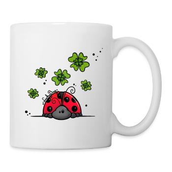 Marienkäfer mit Glücksklee - Tasse - Weiß - Rechts
