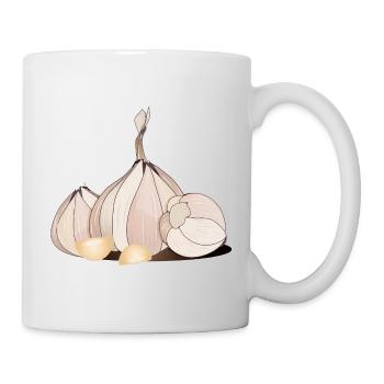 Knoblauchzeichnung mit Knollen und feinen Zehen - Tasse - Weiß - Rechts