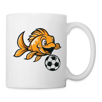 Goldfisch Kicker mit Fußball - Tasse - Weiß - Rechts