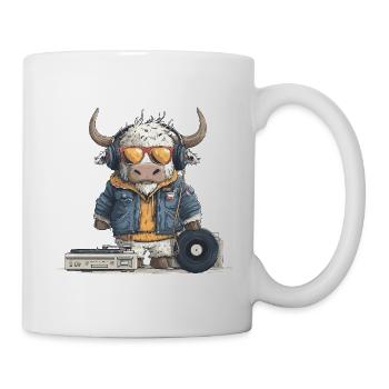 Stier DJ mit Kopfhörer - Tasse - Weiß - Rechts