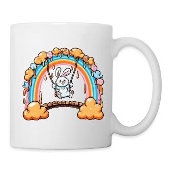 Hoppelhase Regenbogen-Schaukel - Tasse - Weiß - Rechts