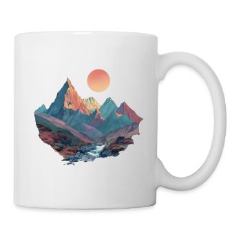 Surreale Berglandschaft – Bunte Naturkunst - Tasse - Weiß - Rechts