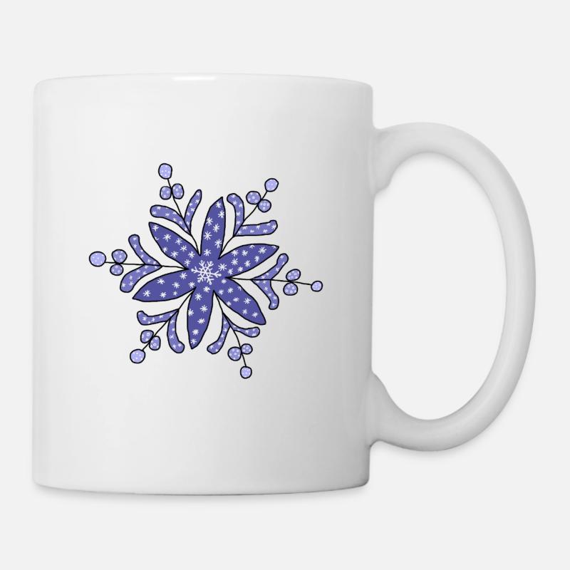 blaue_Schneeflocke - Tasse - Weiß