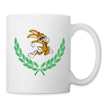 Süßes Kaninchen im grünen Lorbeerkranz - Tasse - Weiß - Rechts